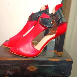 Elegant Red and Black Women's Heels